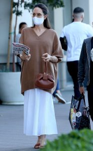 Angelina Jolie Tan Leather Sandals Street Style Spring Summer 2020