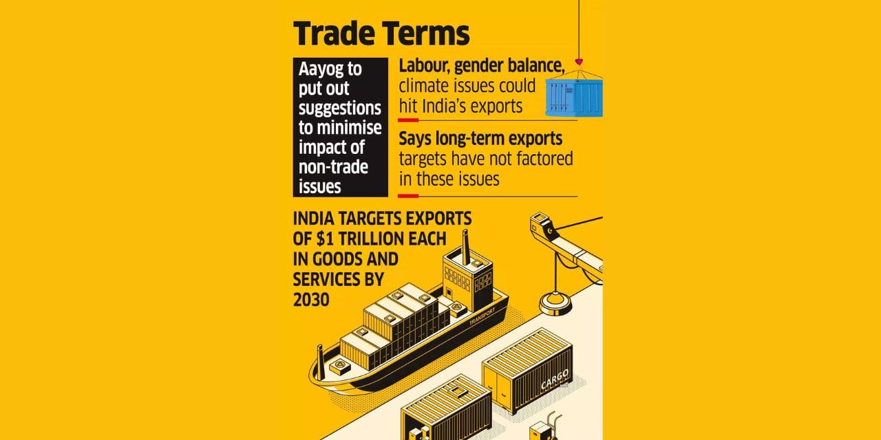 NITI is evaluating how labour concerns and climate change will affect exports.