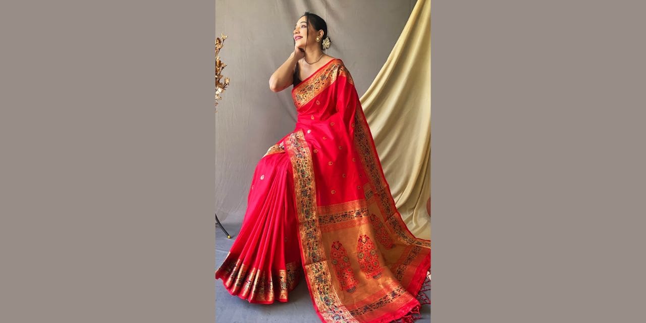 Buy Samah Striped, Geometric Print, Printed Banarasi Cotton Silk Multicolor  Sarees Online @ Best Price In India | Flipkart.com